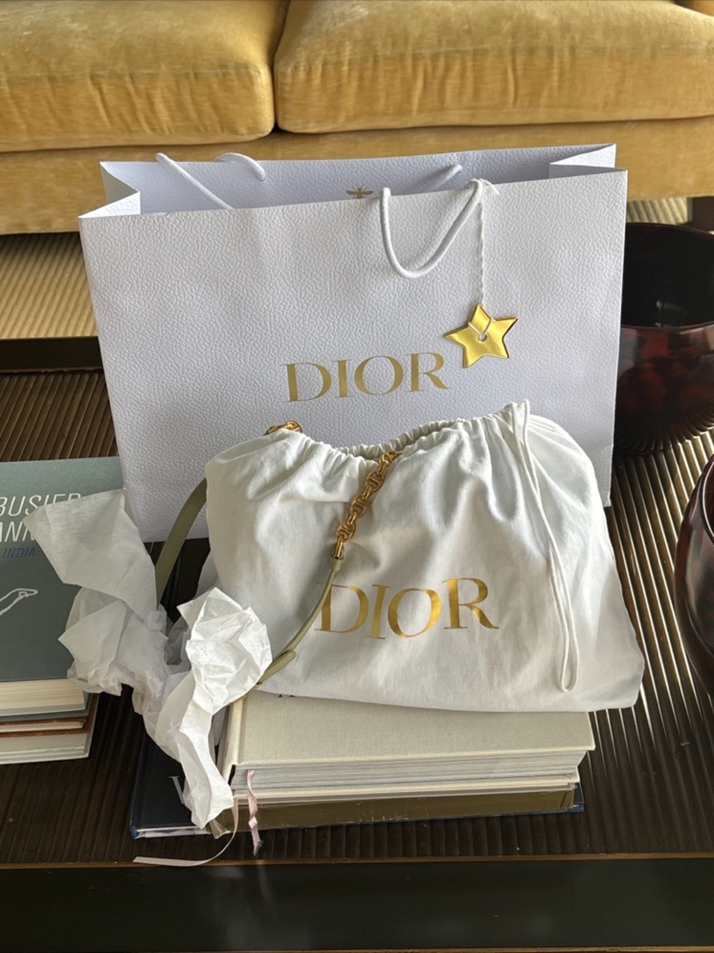 Dior Quilted Crossbody medium Bag in Sage Green with Gold CD Accent - Picture 13 of 13